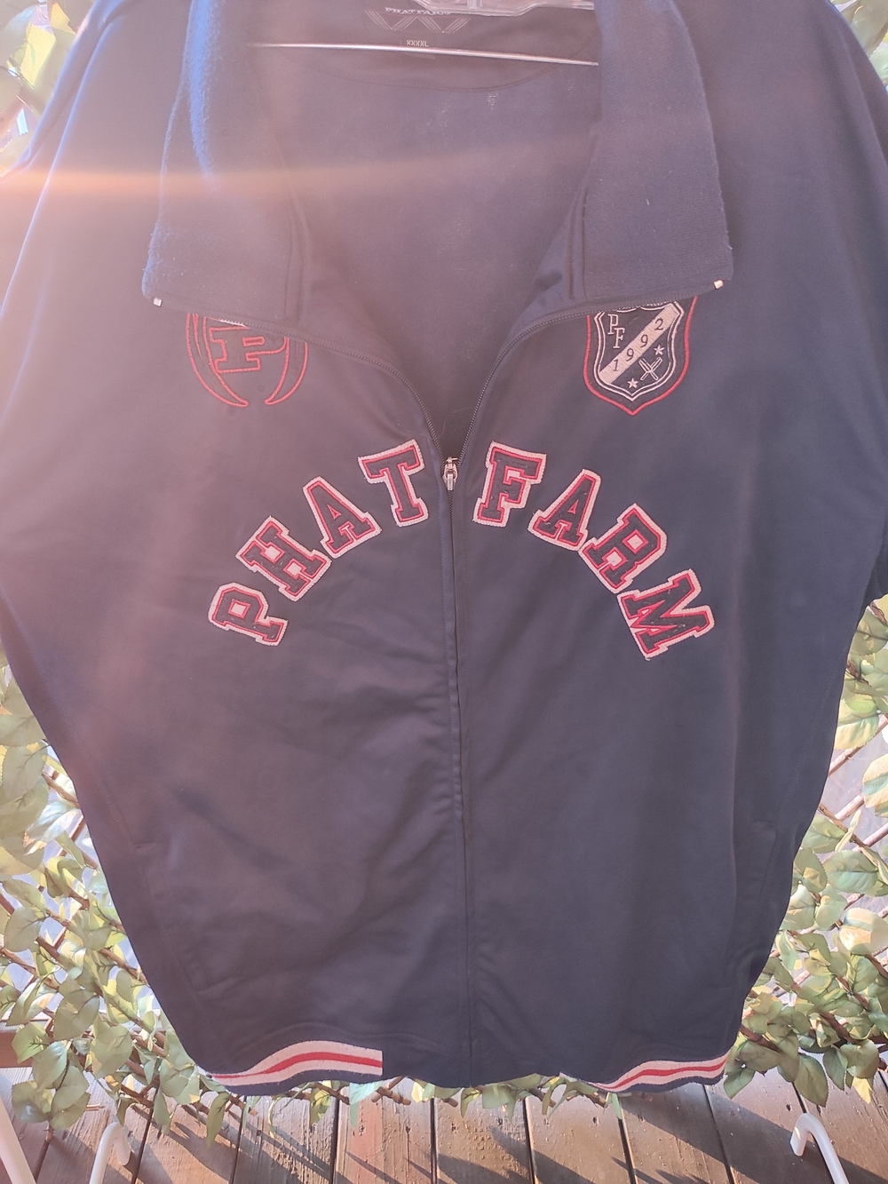 Vintage Phat Farm Men's Navy Zip-Up Jacket